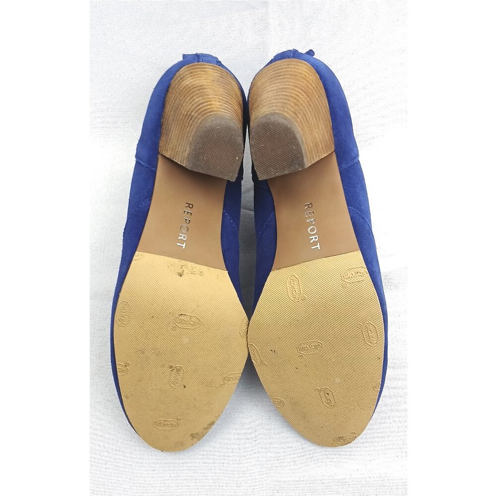 Report Blue Western Suede Ankle Medium Heel Boots Booties with Stacked Heel EUC - Picture 8 of 9